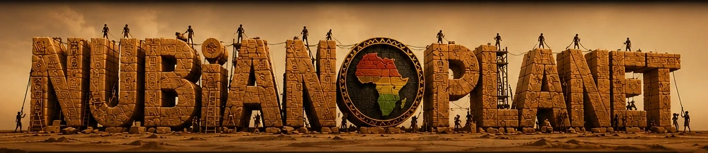 Nubian Planet carved in monumental stone, with an African continent medallion
