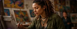 Artist working in a studio